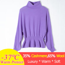 Load image into Gallery viewer, Cashmere Wool Knit Turtleneck Sweater Fashion Jumper Women Korean Purple Christmas Cashemire Pullovers High Collar Basic Shirt