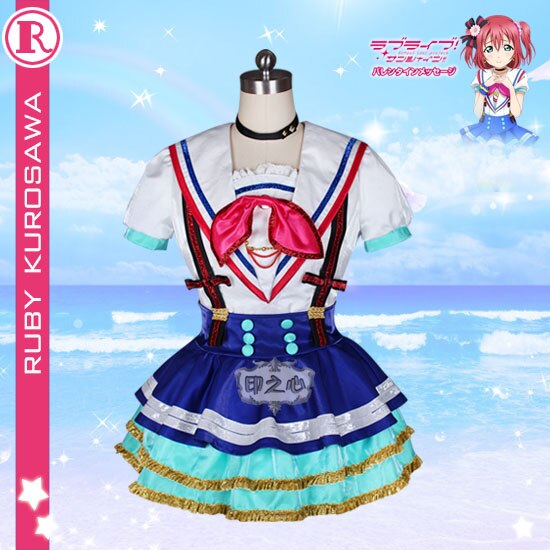 Aqours love live sunshine Ruby Kurosawa Stage Dress Christmas Cosplay Costume New Year Dress Shirt+Skirt+Pants+Headdress+Socks