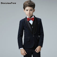 Load image into Gallery viewer, 2019 new england styles boy wedding suit set coat+vest+shirt+tie+pants formal wedding suit party baptism christmas clothes