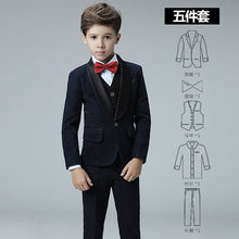 Load image into Gallery viewer, 2019 new england styles boy wedding suit set coat+vest+shirt+tie+pants formal wedding suit party baptism christmas clothes