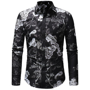 2019 New Fashion Spring Mens Long Sleeve Beach Hawaiian Shirts Flower Casual Floral Shirts Regular Plus Size 3XL Mens clothing