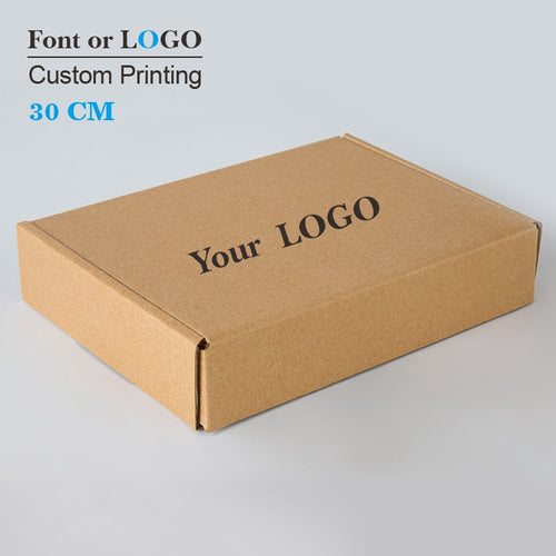 50pcs 30cm series Custom Kraft Corrugated paper shipping mailer boxes Printed logo Packaging Clothes trousers polo shirt Box