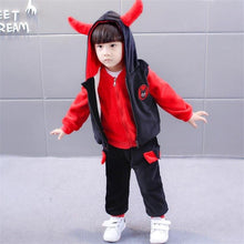 Load image into Gallery viewer, Winter Children Clothing Set Christmas Cartoon Kids Long Sleeve Fleece shirt +vest + Full Pants 3PCS Baby Clothing Elephant Suit