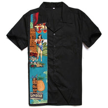 Load image into Gallery viewer, Funny Mens Hawaiian Shirts Short Sleeve Rocknroll Punk Style Casual Shirts Men Clothing American Size Black Rockabilly Shirt